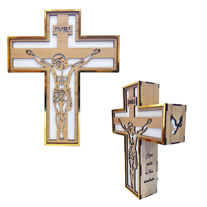 Luminária Crucifixo Cristo em Mdf com Iluminação Led