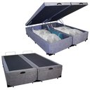 Ver imagem 1 de Cama Box Baú King Bipartido Suede Cinza Emth 193x203x40