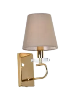 Arandela Flow Metal Dourado Arcos em Acrílico e Cúpula Bege 1 Braço 1 Lâmpada E14 Tupiara