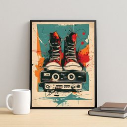 Quadro Decorativo Arte Hip-hop 45x34cm - com Vidro:moldura Branca - 1