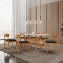 Ver imagem 1 de Conjunto de Mesa de Jantar Bellini Tampo 180cm Laqueado Canto Moeda 6 Cadeiras Bellini Off White/Linho Preto/Imbuia Marrom/Cinamomo/La