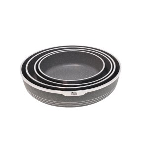 Conjunto de Assadeiras Antiaderente Revestimento Mármore Cerâmico 4 Peças Cinza