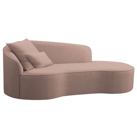 Divã Recamier Curvo Sala de Estar Inglaterra Lado Direito 200cm Linho Rose - Incasa Decor