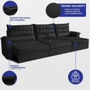 Ver imagem 2 de Sofá Retrátil e Reclinável 3,60m com Molas e Espuma D33 Thunder Velusoft Preto Cama Inbox