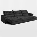 Ver mais imagens de Sofá Retrátil e Reclinável 3,60m com Molas e Espuma D33 Thunder Velusoft Preto Cama Inbox