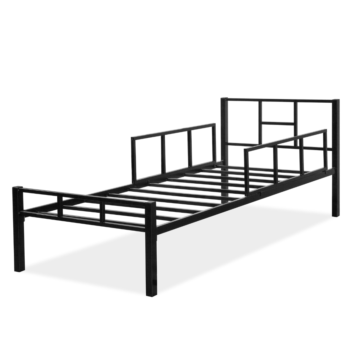 Cama Solteiro em Aço Tubular Grade de Segurança Integrada:preto - 5