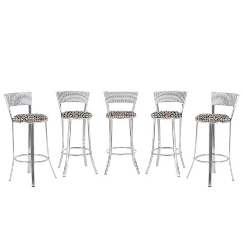 Banqueta Bistro para Bar, Cozinha, Balcão em Alumínio e Fibra Tc Zanutto 5 Unidades Marmore