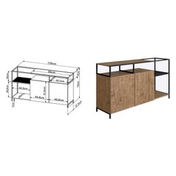 Conjunto Sala de Jantar Cristaleira com Balcão Buffet York Industrial  - 15