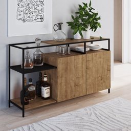 Conjunto Sala de Jantar Cristaleira com Balcão Buffet York Industrial  - 5