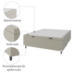 Base Cama Box Baú Casal 138x188x41cm Bege Suede Veludo Prince - 11