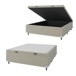 Base Cama Box Baú Casal 138x188x41cm Bege Suede Veludo Prince - 1
