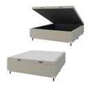Ver imagem 1 de Base Cama Box Baú Casal 138x188x41cm Bege Suede Veludo Prince