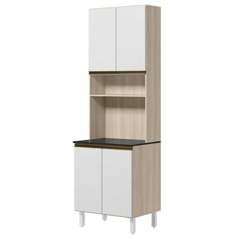 Paneleiro Kali Premium 4 Portas 3 Prateleiras MDF 70cm Branco Nicioli Móveis