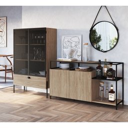 Conjunto Sala de Jantar Cristaleira e Balcão Buffet York Industrial  - 2