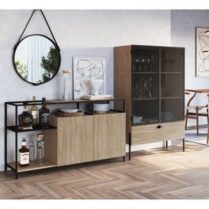 Conjunto Sala de Jantar Cristaleira e Balcão Buffet York Industrial 