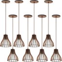 Ver imagem 1 de Kit 8 Pendentes 16x9cm Luminárias Bivolt Madeira Mdf Tiffany Dital Iluminação Interna Decoração