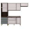 Armário de Cozinha Compacta Completa 252cm Balcão e Pia Inox Lola P11 Chocolate/Cinza Grafite - Mpoz - 3