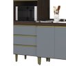 Armário de Cozinha Compacta Completa 252cm Balcão e Pia Inox Lola P11 Chocolate/Cinza Grafite - Mpoz - 5