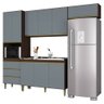 Armário de Cozinha Compacta Completa 252cm Balcão e Pia Inox Lola P11 Chocolate/Cinza Grafite - Mpoz - 1