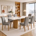Ver imagem 1 de Conjunto de Mesa de Jantar 6 Lugares Isla e Lyra em MDF Cinamomo Off White e Cinza