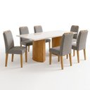 Ver imagem 2 de Conjunto de Mesa de Jantar 6 Lugares Isla e Lyra em MDF Cinamomo Off White e Cinza