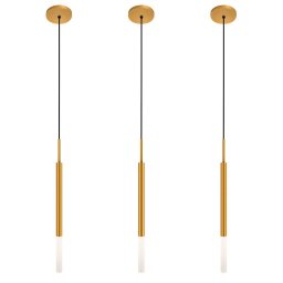 Kit 3 Luminárias Pendente de Teto Tubo Difusor Mesa Dourado - 1