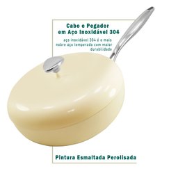 Jogo de Panelas Antiaderente Cerâmica Cuisine Retrô Marfim - 5