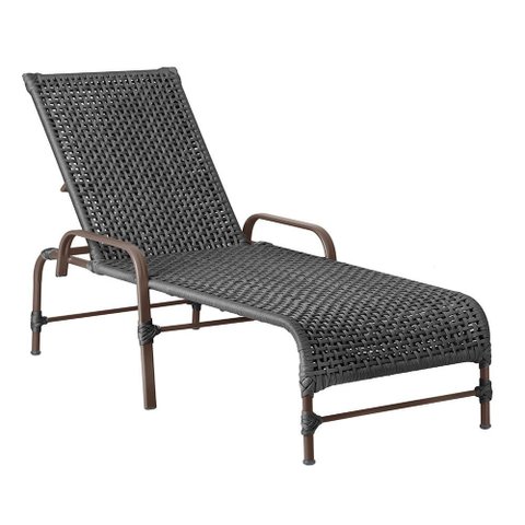 Espreguiçadeira Reclinável Catar Marrom e Corda Náutica Trama Original Piscina Jardim Alumínio
