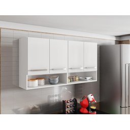 Armario de Cozinha Aereo 4 Portas Branco Bulgaria Casa Mobilia - 2 Armario de Cozinha Aereo 4 Portas Branco Bulgaria Casa Mobilia - 2