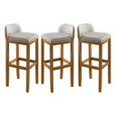 Ver imagem 1 de Conjunto 3 Banquetas Altas com Encosto Apoio para o Pés em Madeira Quadrada para Area Lazer Gourmet