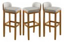 Ver imagem 1 de Conjunto 3 Banquetas Altas com Encosto Apoio para o Pés em Madeira Quadrada para Area Lazer Gourmet