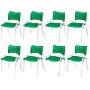 Ver imagem 2 de Cadeira Iso Base Branco Escola, Escritório Verde Kit 8 Un