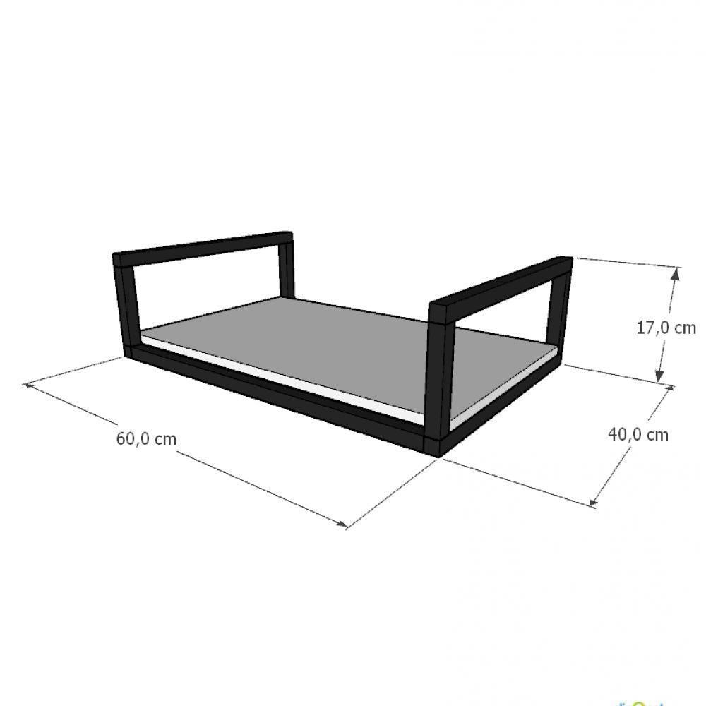 Prateleira Industrial Suspensa Estante Parede Nicho Preto Ferro e Madeira Suporte Pratileira - 2