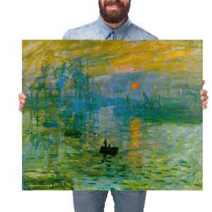 Quadro Decorativo Claude Monet Impressão Nascer do Sol:Grande 77x64cm/Chassi com Borda Infinita