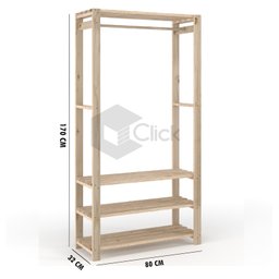Arara de Madeira Design Estante C/ 3 Prateleiras Organizador - 6