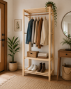 Ver imagem 2 de Arara de Madeira Design Estante c/ 3 Prateleiras Organizador