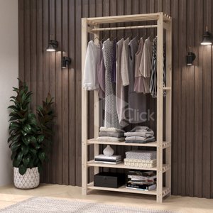 Arara de Madeira Design Estante C/ 3 Prateleiras Organizador