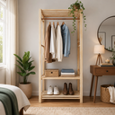 Ver imagem 1 de Arara de Madeira Design Estante c/ 3 Prateleiras Organizador