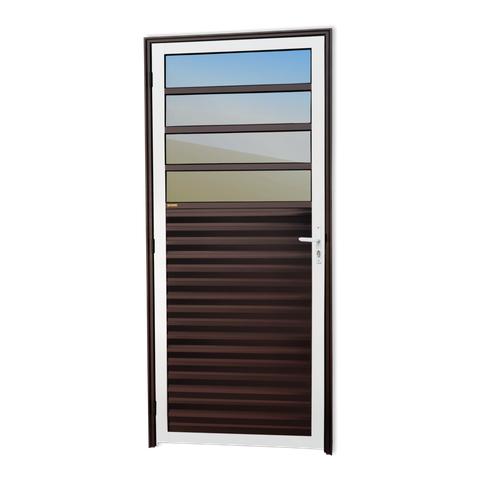 Porta de Cozinha Alumínio 86 Dir Vrefl.Mix Corten Brimak