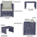 Ver imagem 2 de Mesa e 3 Poltronas Madri Corda Náutica Estofado 3 Trama Azul