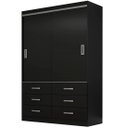 Ver imagem 1 de Guarda Roupa Veneza Solteiro 2 Portas 6 Gavetas Evidencia Cor Preto