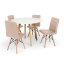 Ver imagem 1 de Conjunto Mesa de Jantar Laura 100cm Branca com 4 Cadeiras Eiffel Gomos - Nude