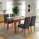 Ver imagem 2 de Conjunto Sala de Jantar Mesa Tampo em Vidro 1,20m Mel 4 Cadeiras Bel
