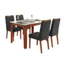 Ver imagem 1 de Conjunto Sala de Jantar Mesa Tampo em Vidro 1,20m Mel 4 Cadeiras Bel