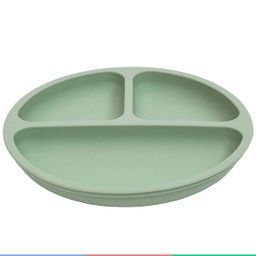 Prato de Silicone Bebe Alimentação Infantil +6 Meses c/ Ventosas 3 Divisórias Verde Buba Prato - Pra - 5