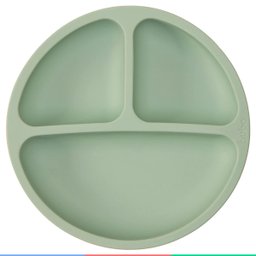 Prato de Silicone Bebe Alimentação Infantil +6 Meses c/ Ventosas 3 Divisórias Verde Buba Prato - Pra - 6