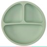 Prato de Silicone Bebe Alimentação Infantil +6 Meses c/ Ventosas 3 Divisórias Verde Buba Prato - Pra - 6