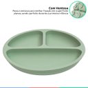 Ver imagem 2 de Prato de Silicone Bebe Alimentação Infantil +6 Meses c/ Ventosas 3 Divisórias Verde Buba Prato - Pra