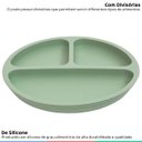 Ver imagem 3 de Prato de Silicone Bebe Alimentação Infantil +6 Meses c/ Ventosas 3 Divisórias Verde Buba Prato - Pra