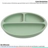 Prato de Silicone Bebe Alimentação Infantil +6 Meses c/ Ventosas 3 Divisórias Verde Buba Prato - Pra - 3